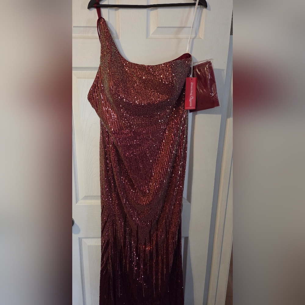 Dancing Queen One Shoulder Sparkling Red Dress